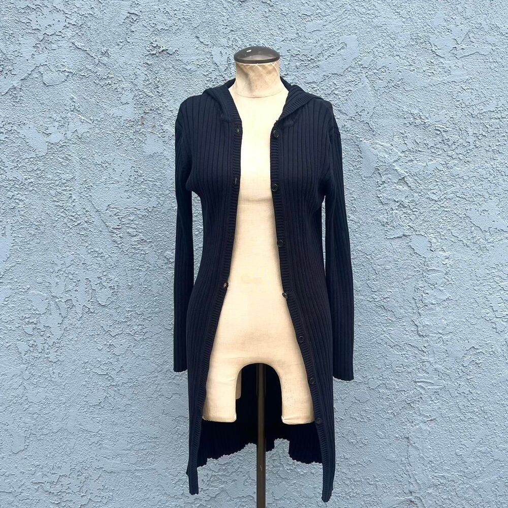 Y2k Ribbed Cardigan Small Duster Sweater - Picture 2 of 8